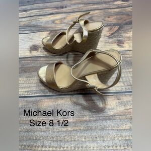 Michael Kors Metallic Gold Wedge Sandals
